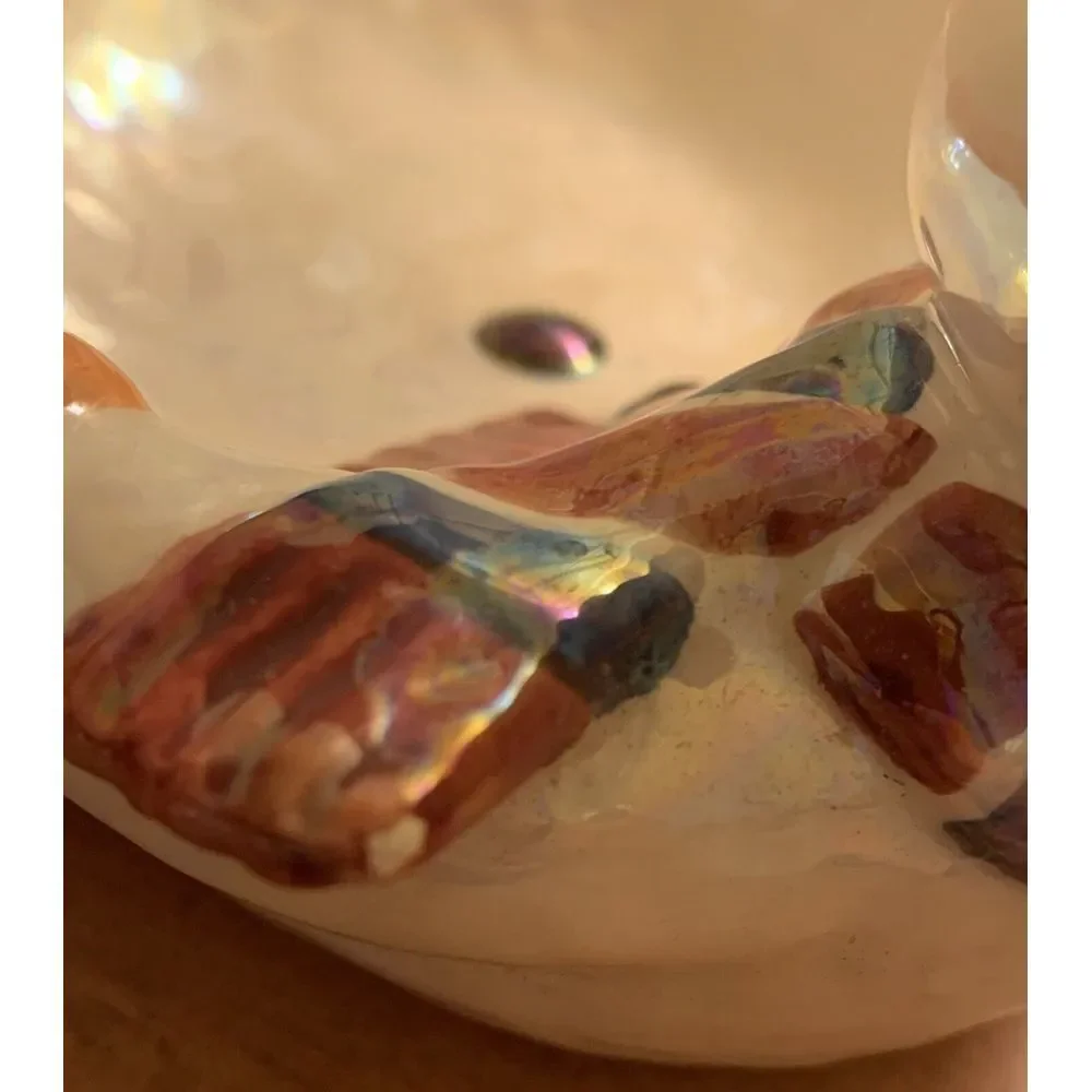 Vintage Glass Christmas Snowman Bowl/‎ Trinket/ Soap Dish 6